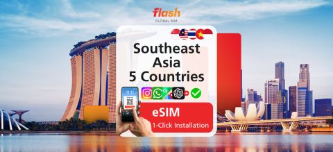 Southeast Asia 5 Countries eSIM 5G/LTE - Unlimited Data - Hotspot Supported - Flash Global SIM