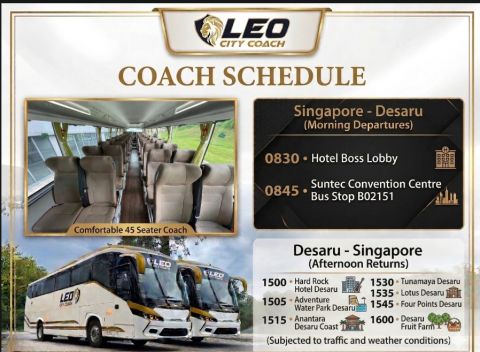 Two Way Desaru Coach transfer by VIP 45 Seater Coach
